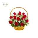 Cesta com 12 rosas vermelhas